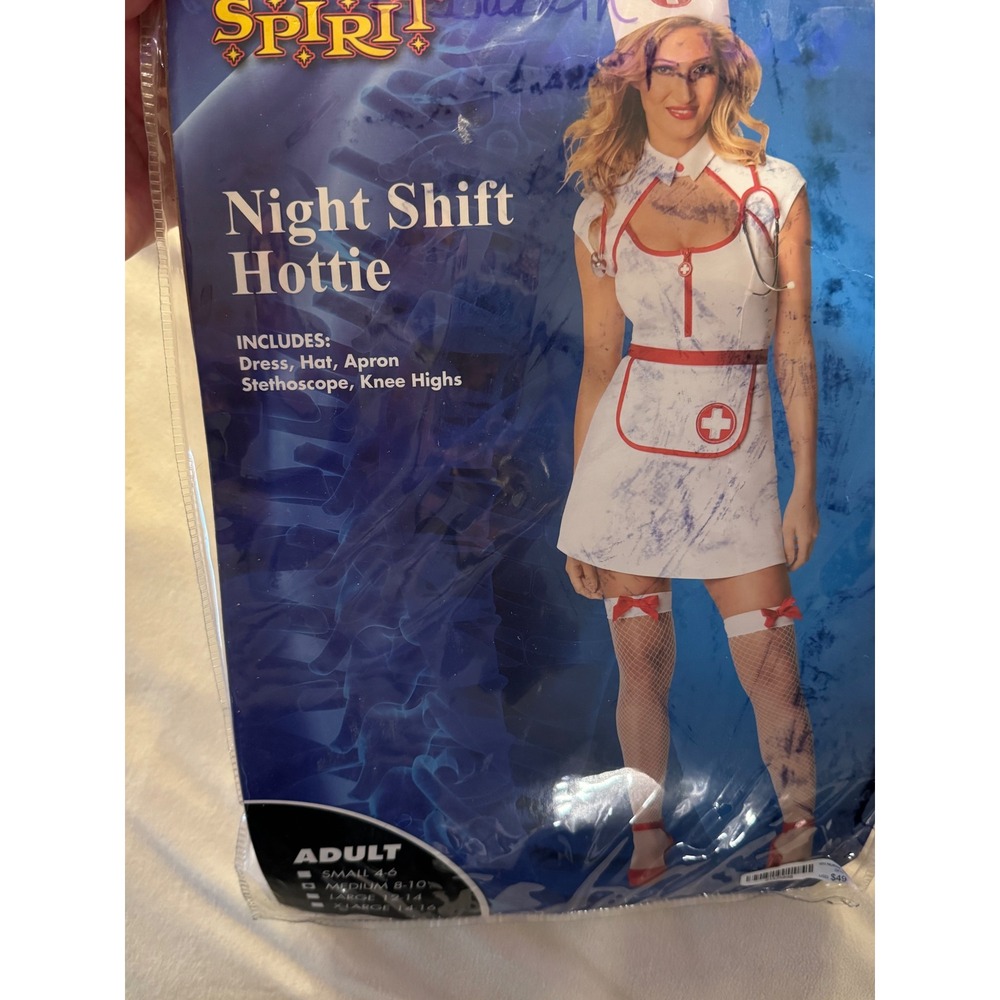Spirit Halloween Night Shift Hottie Nurse Costume Set White Red Medium 8-10
